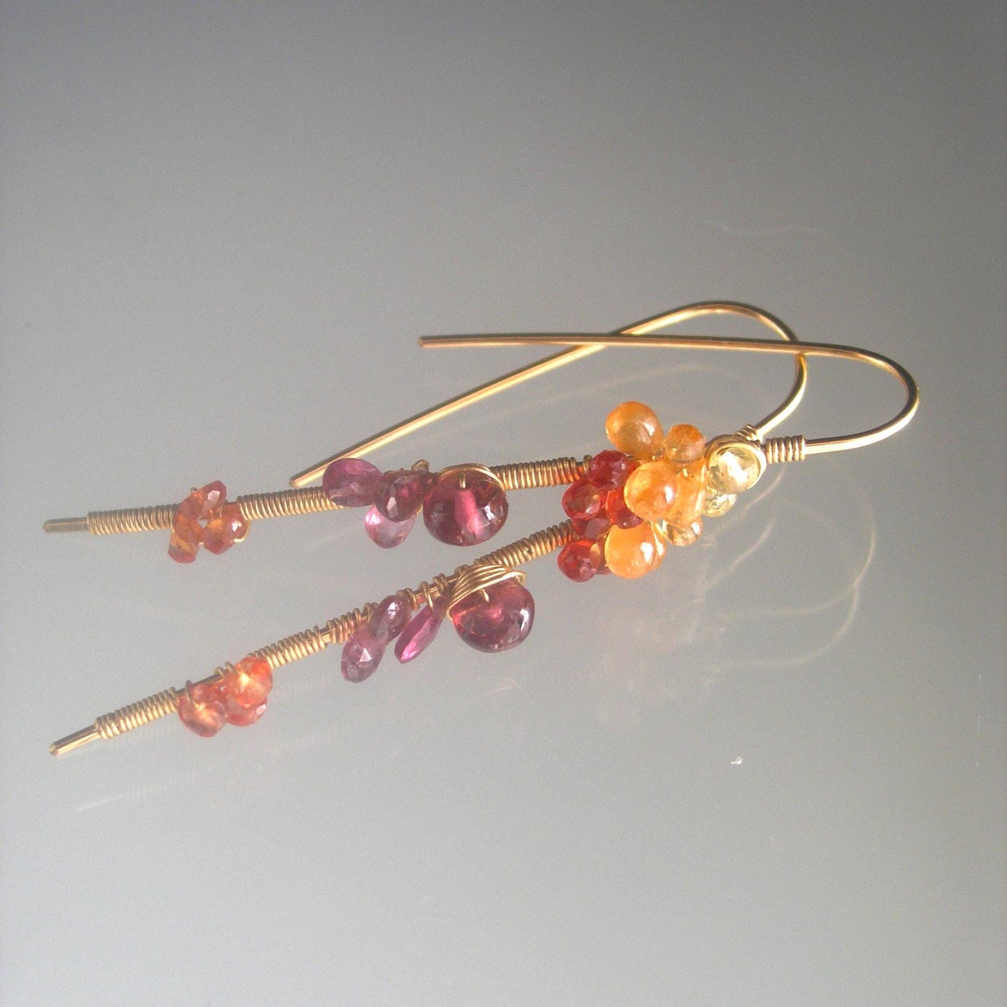 Sapphire 14k Gold Filled Linear Earrings