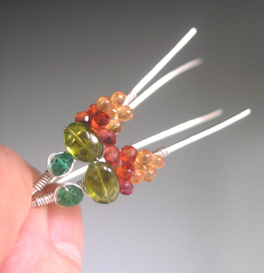Retro Tourmaline Gemstone Sterling Earrings