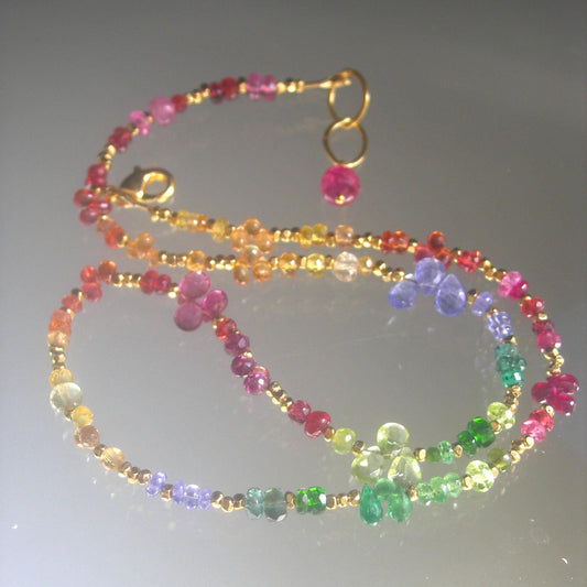 Rainbow Gemstone Gold Vermeil Necklace