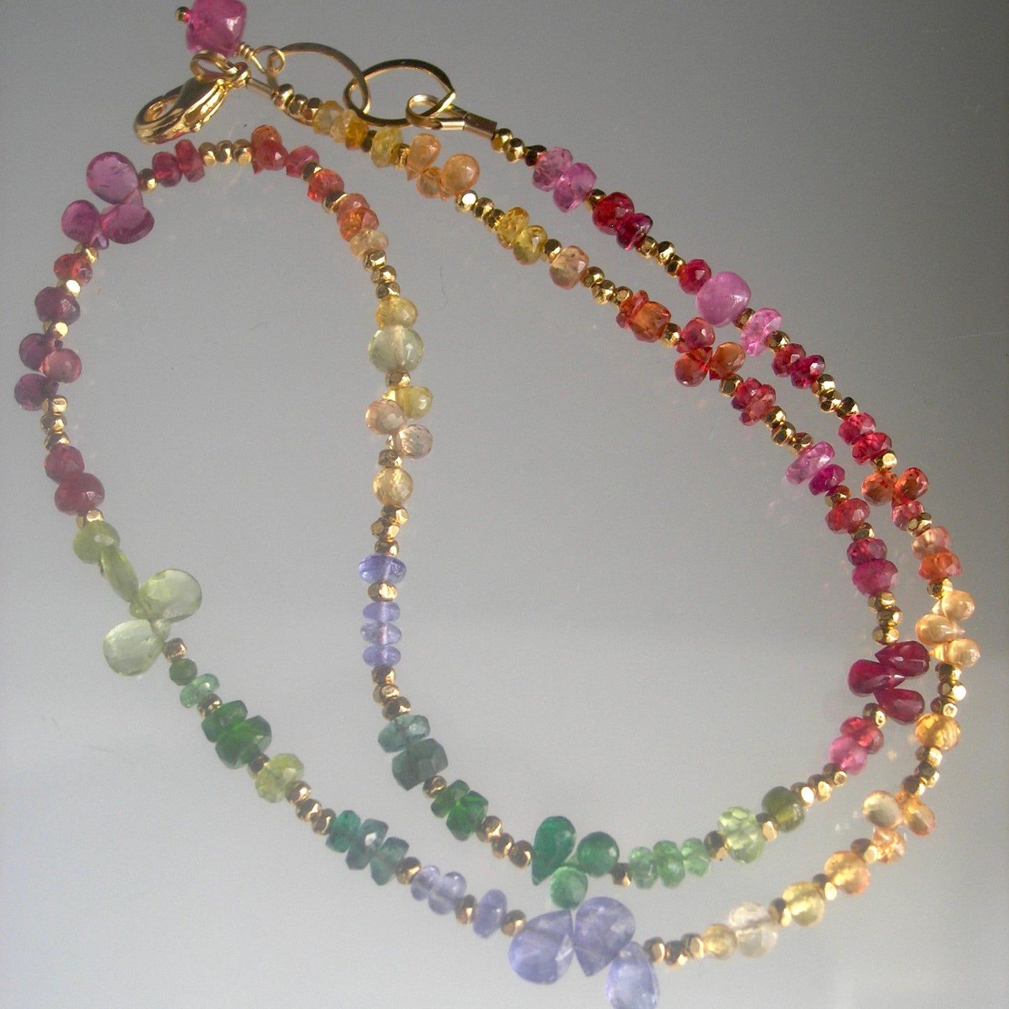 Rainbow Gemstone Gold Vermeil Necklace