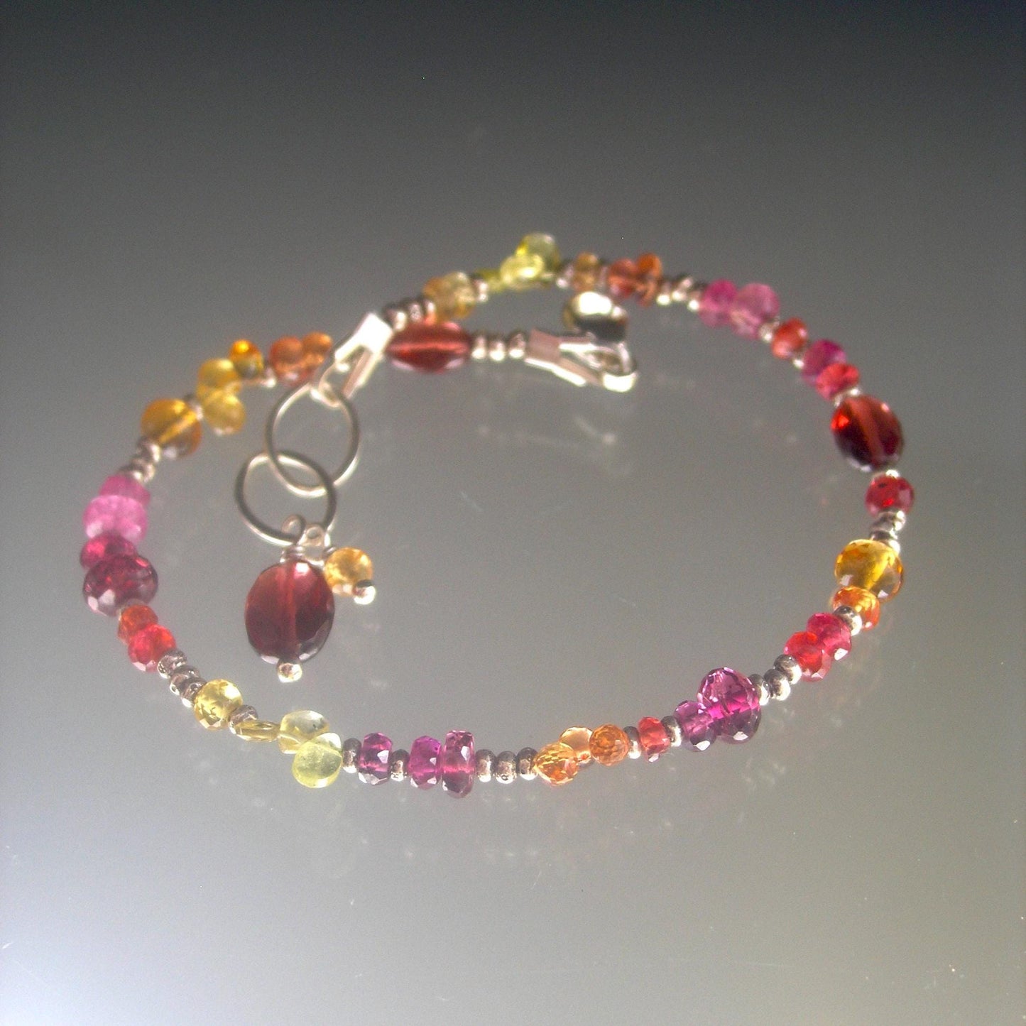 Sapphire Garnet Sterling Bracelet