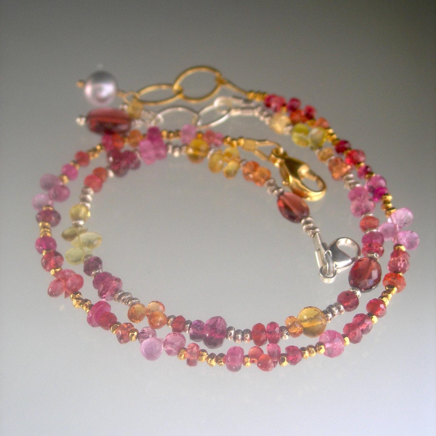 Sapphire Garnet Sterling Bracelet
