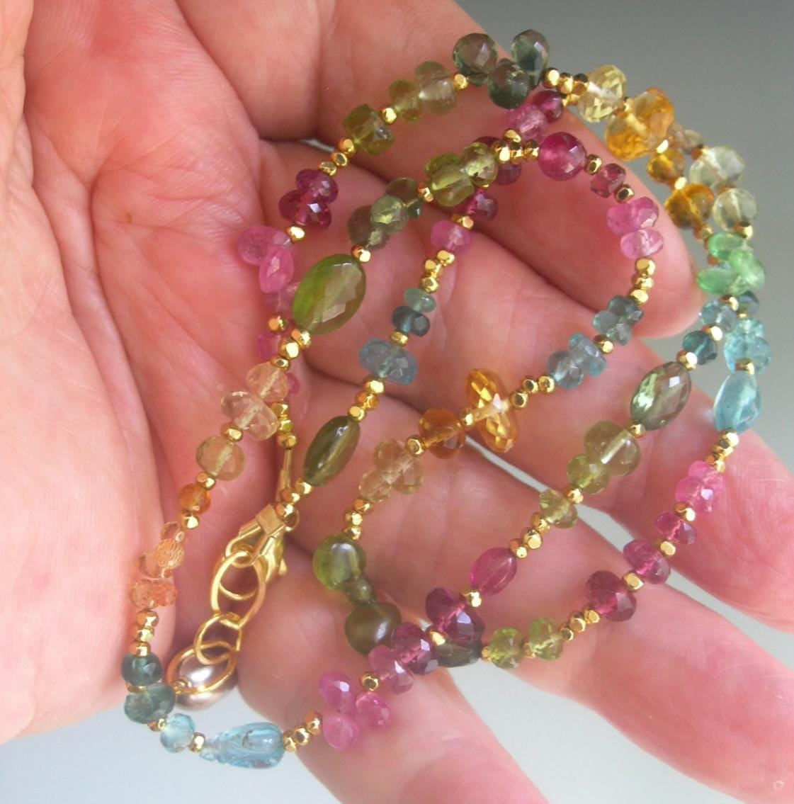 Colorful Pastel Gemstone Vermeil Necklace