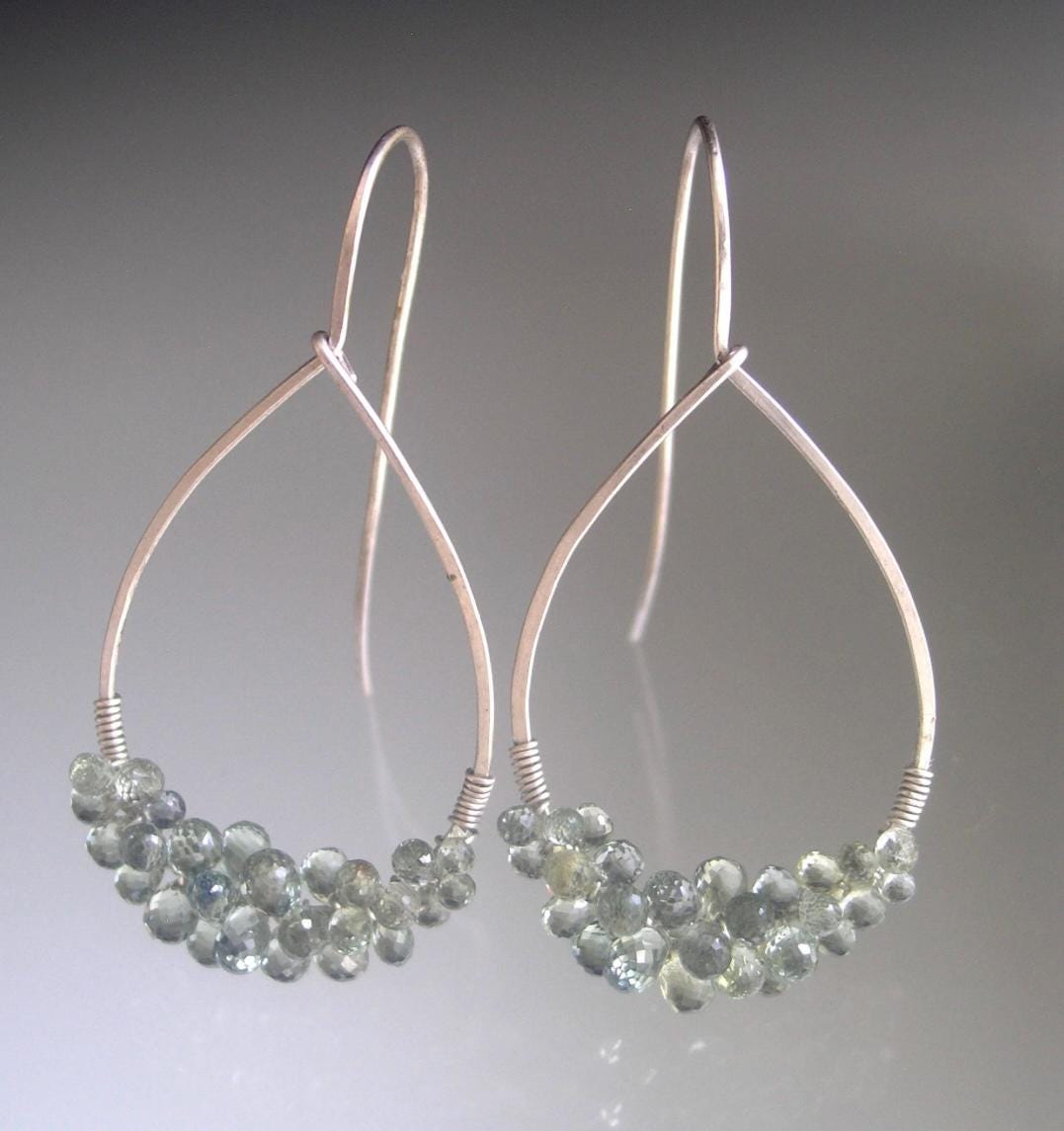 Green Sapphire Sterling Silver Hoops