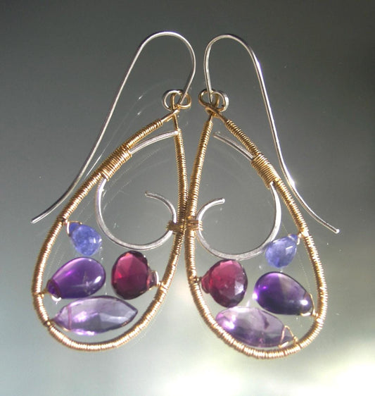 Stained Glass Gemstone Teardrop Earrings