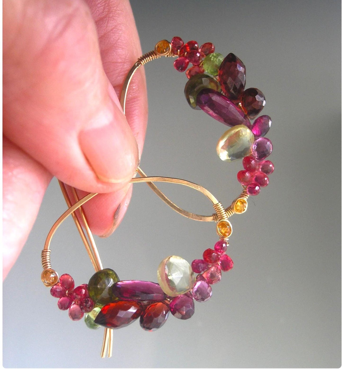 Multi Gemstone 14k Gold Filled Oval Hoop Earrings