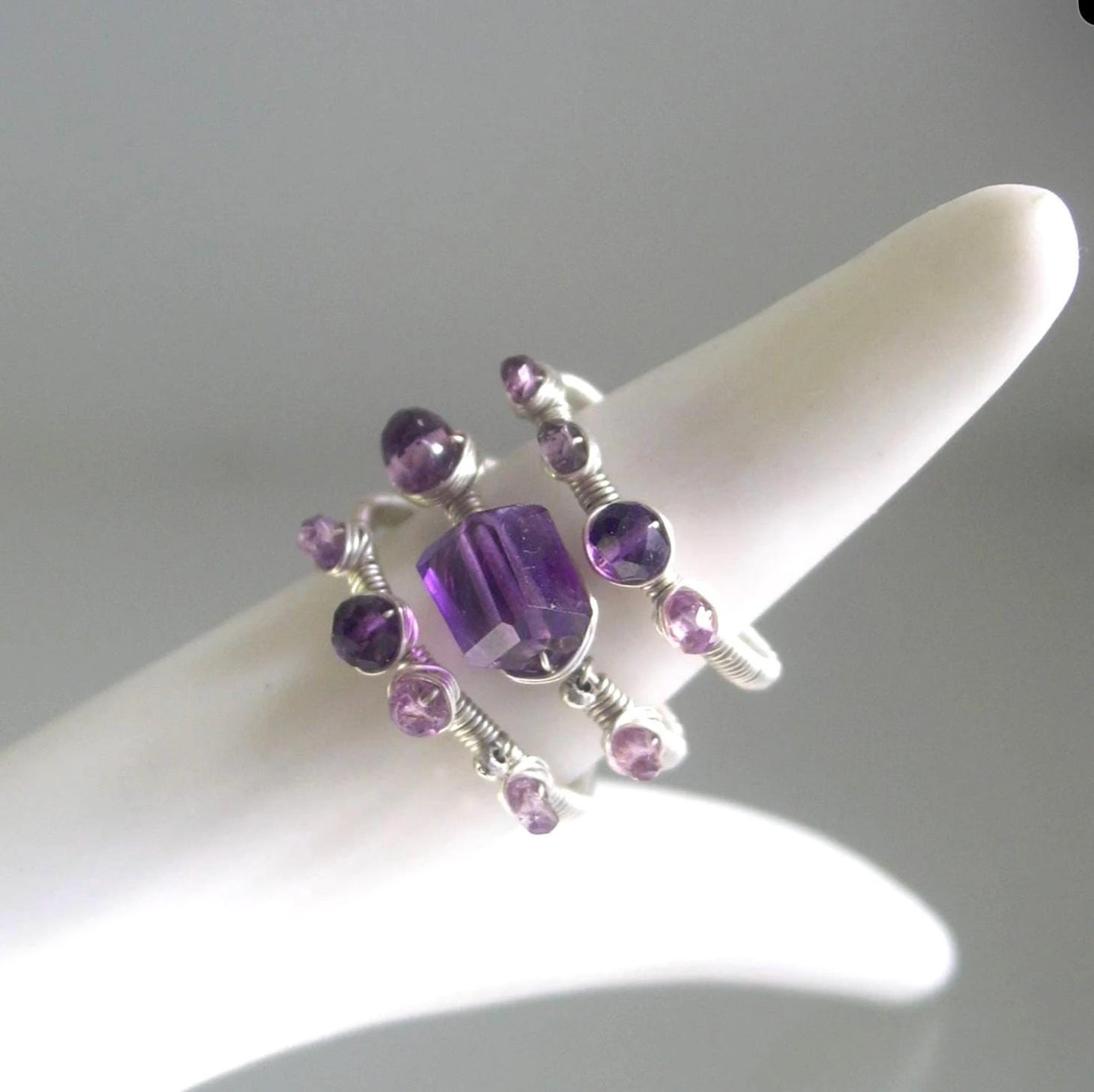Amethyst Sterling Silver Wraparound Ring Size 5.5