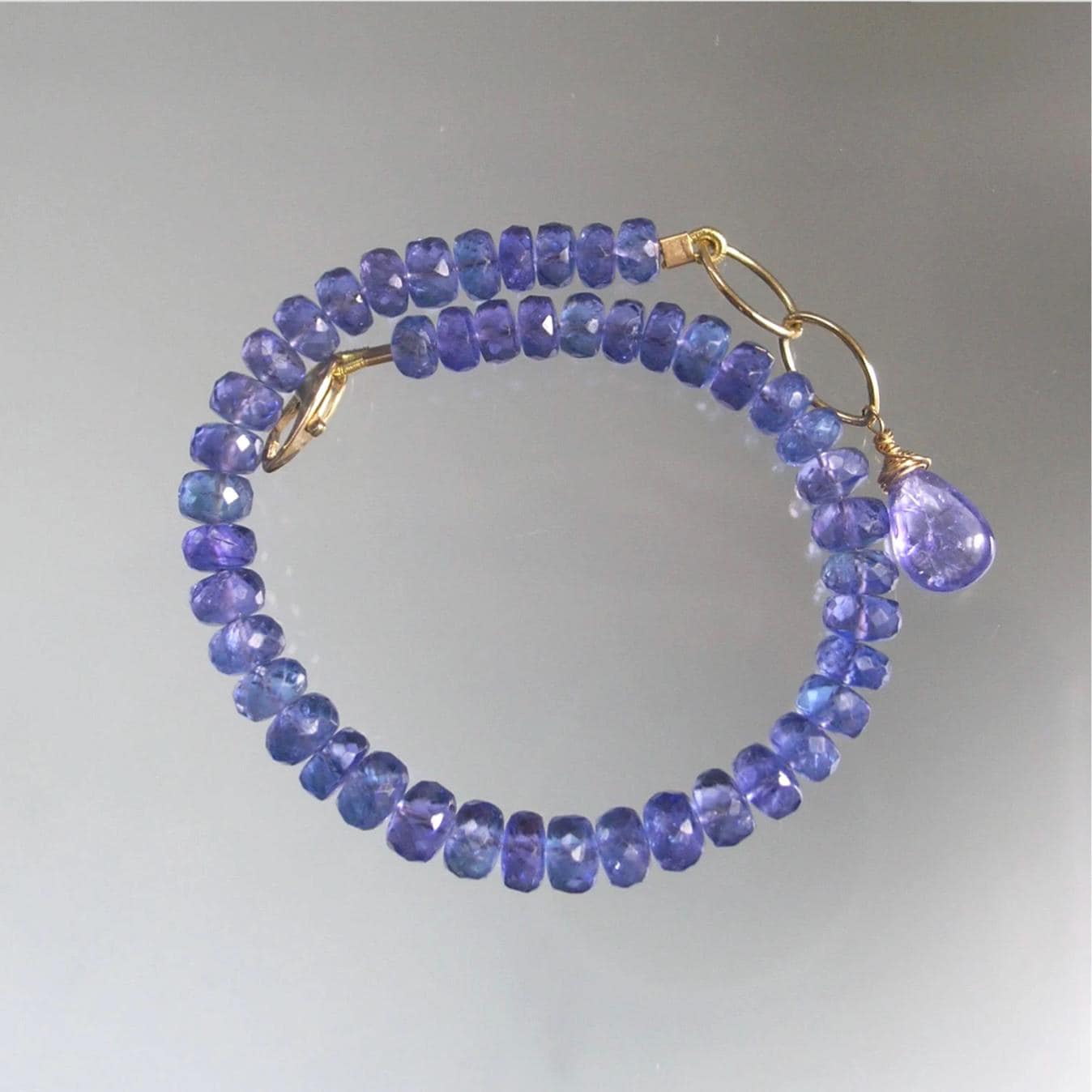 Tanzanite 14k Solid Gold Beaded Bracelet