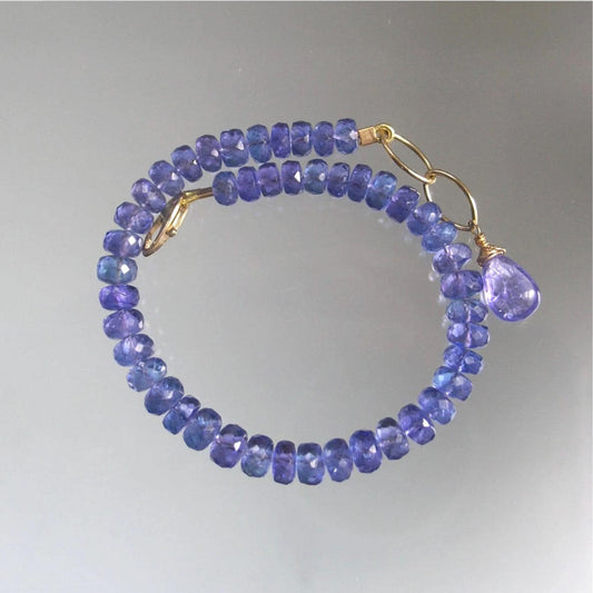 Tanzanite 14k Solid Gold Beaded Bracelet