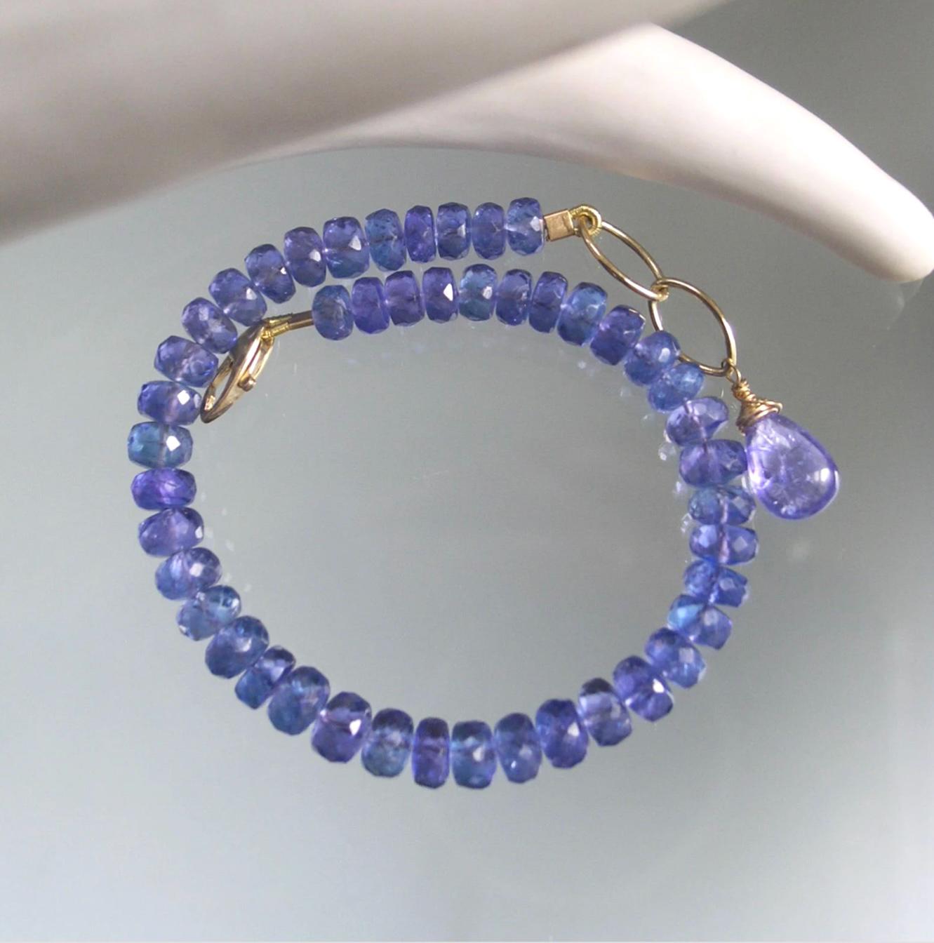 Tanzanite 14k Solid Gold Beaded Bracelet