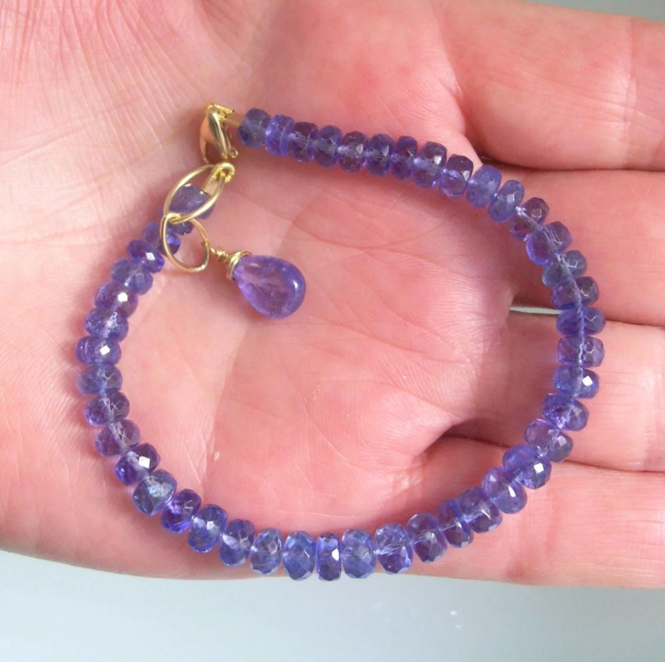 Tanzanite 14k Solid Gold Beaded Bracelet