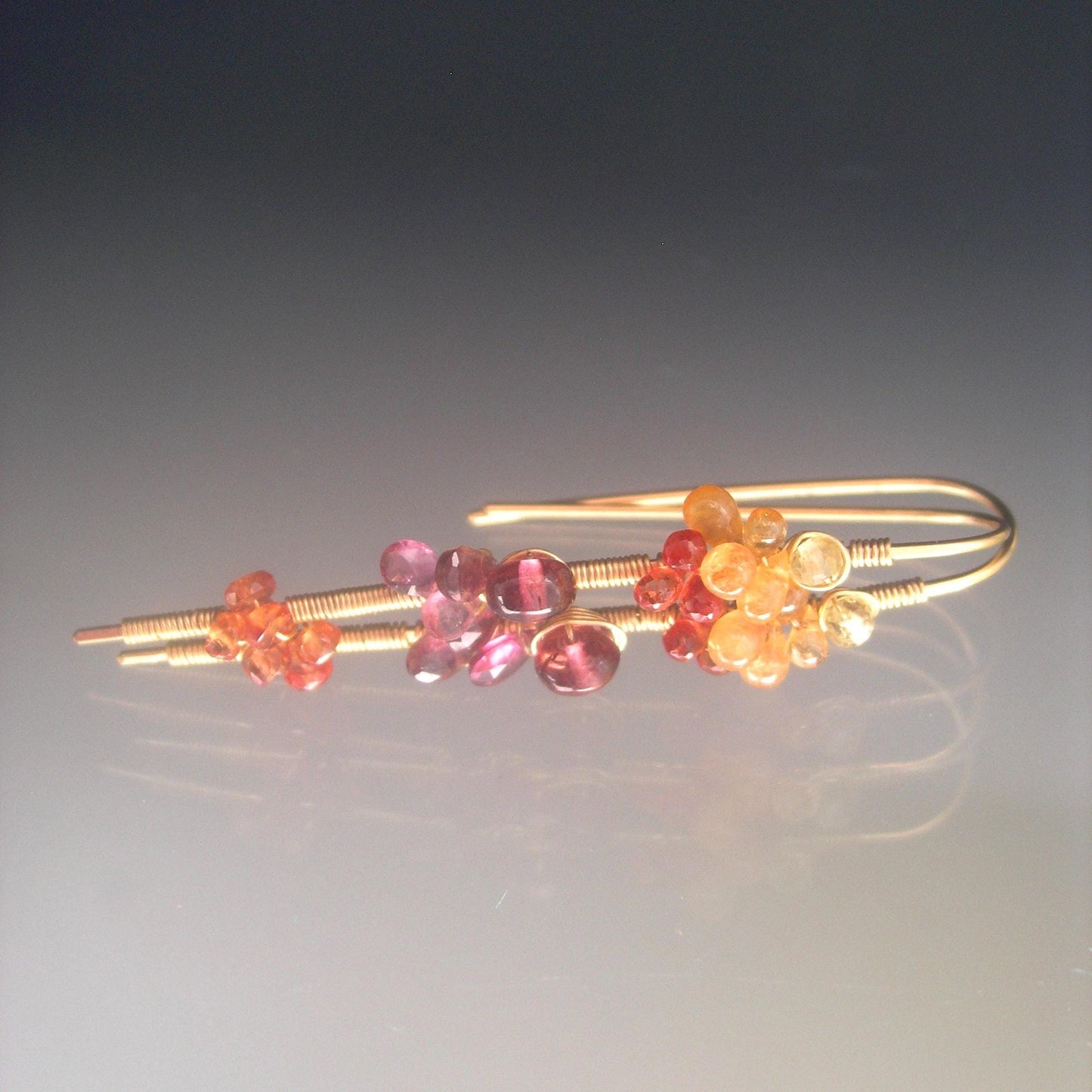 Sapphire 14k Gold Filled Linear Earrings