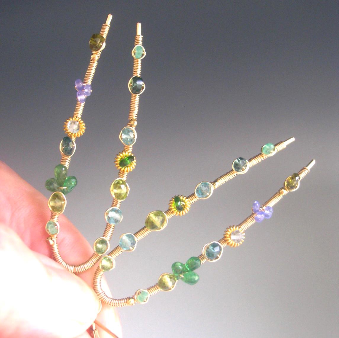 Multi Green Gemstone 14k Gold Filled Earrings