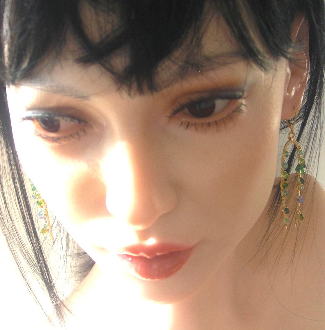 Multi Green Gemstone 14k Gold Filled Earrings
