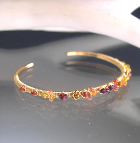 Sapphire Garnet 14k Gold Filled Cuff