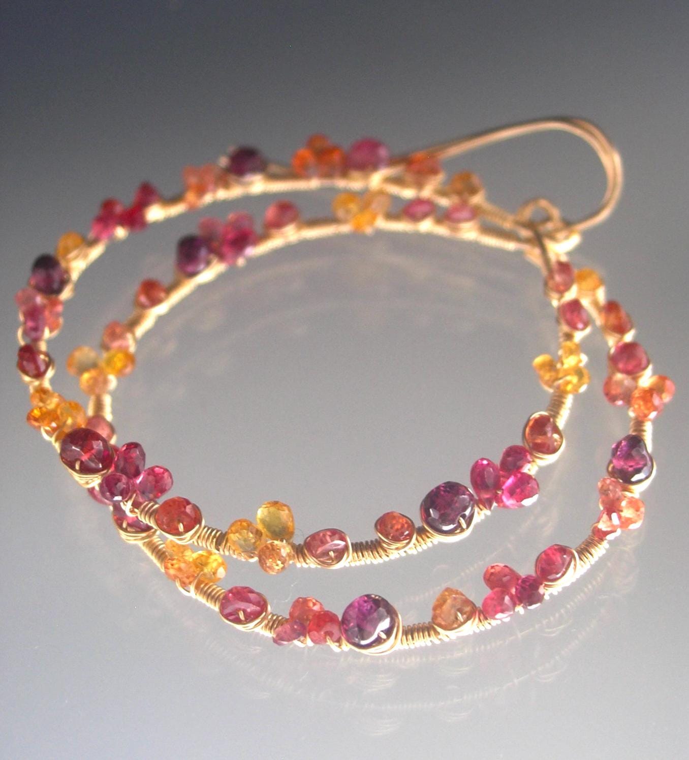 Multi Sapphire 14k Gold Filled Hoops in Warm Hues