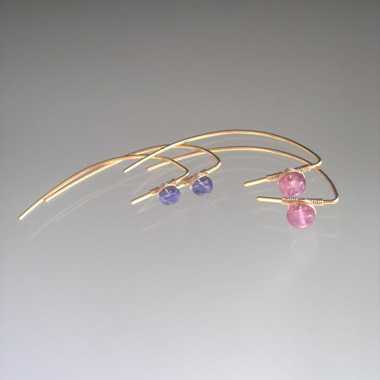Tanzanite Pink Sapphire Threaders Two Pairs