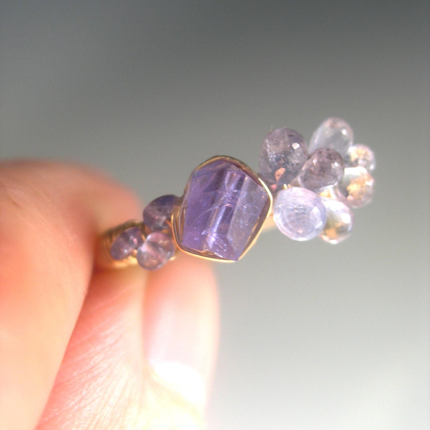 Blue Sapphire Tanzanite Ring in 14k Gold Filled Size 6.5