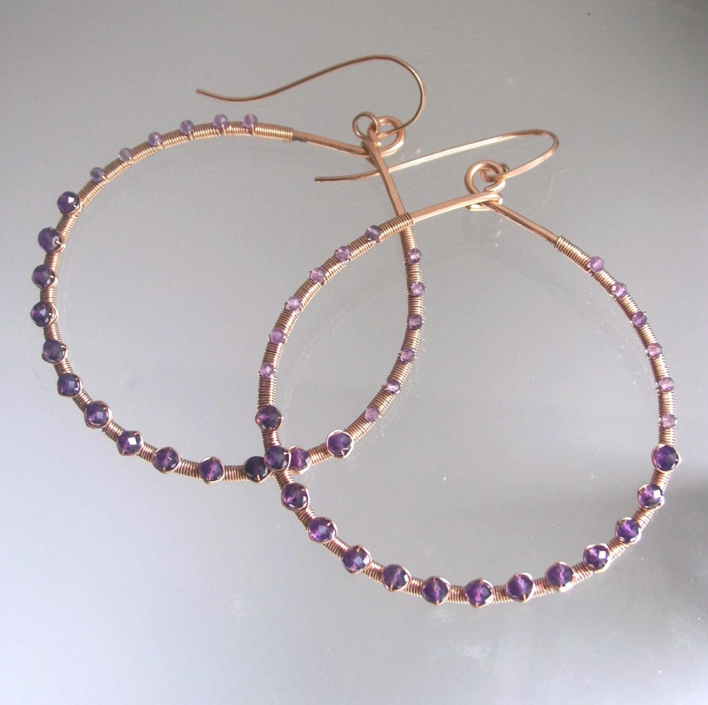 Rose Gold Filled Amethyst Hoops