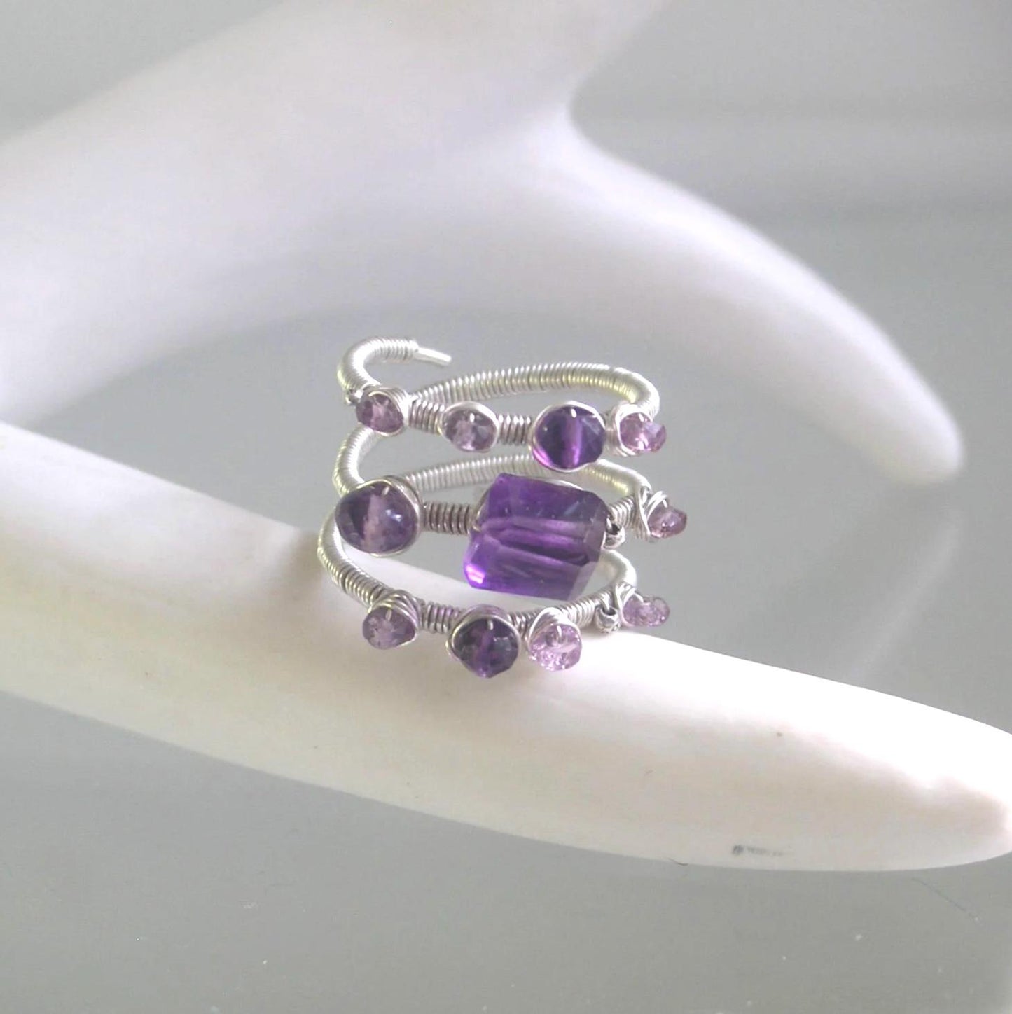 Amethyst Sterling Silver Wraparound Ring Size 5.5