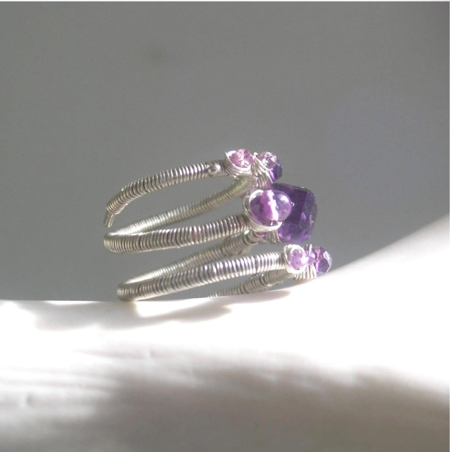 Amethyst Sterling Silver Wraparound Ring Size 5.5