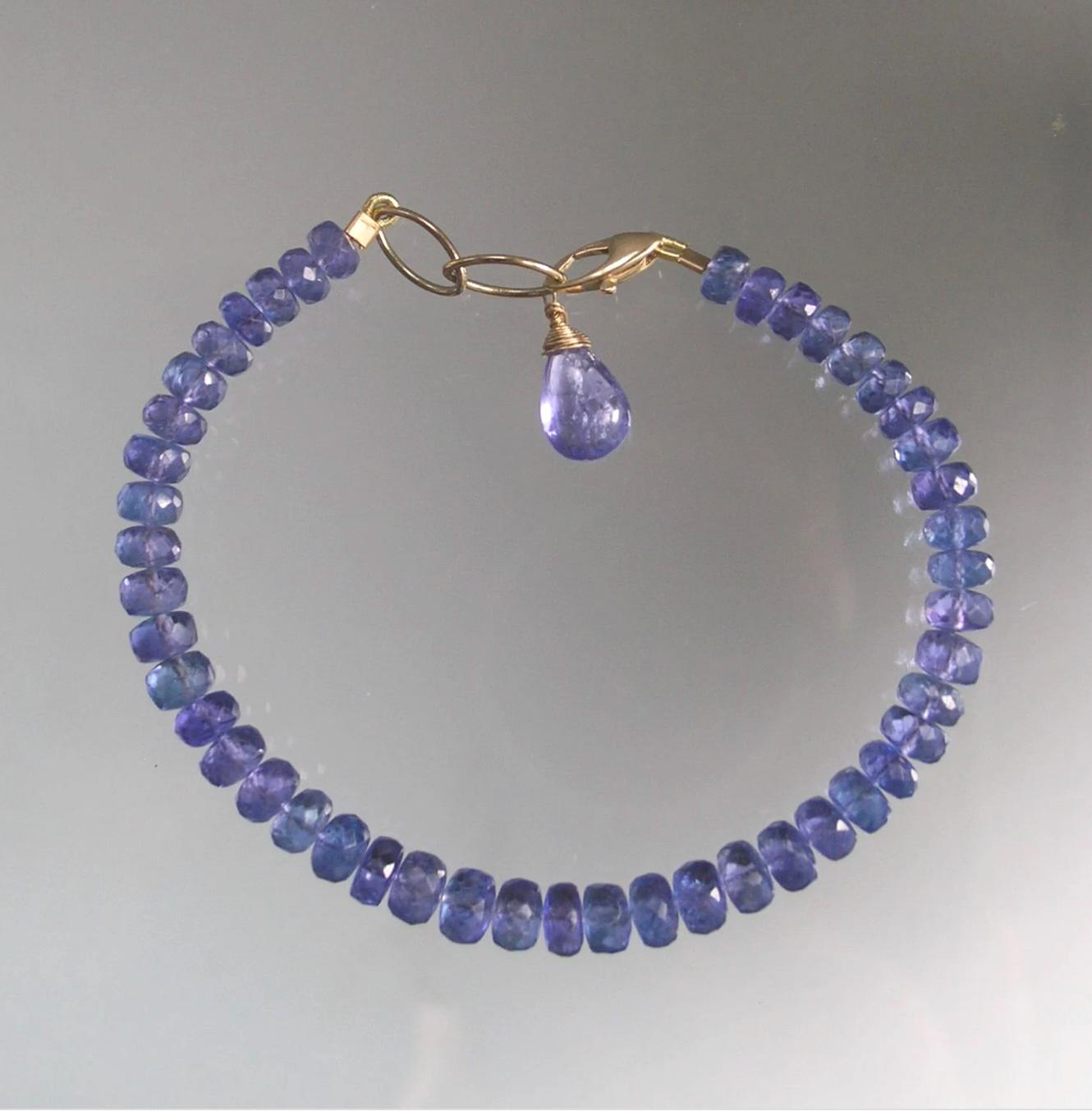 Tanzanite 14k Solid Gold Beaded Bracelet