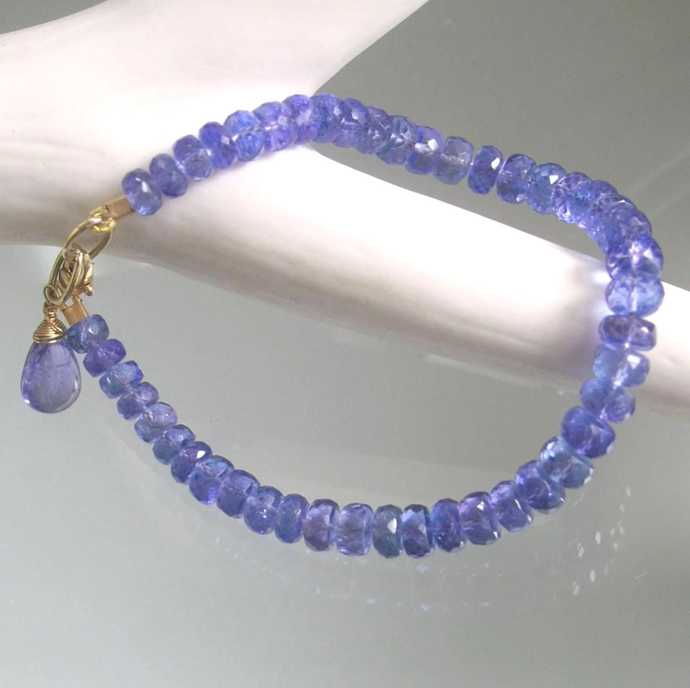 Tanzanite 14k Solid Gold Beaded Bracelet