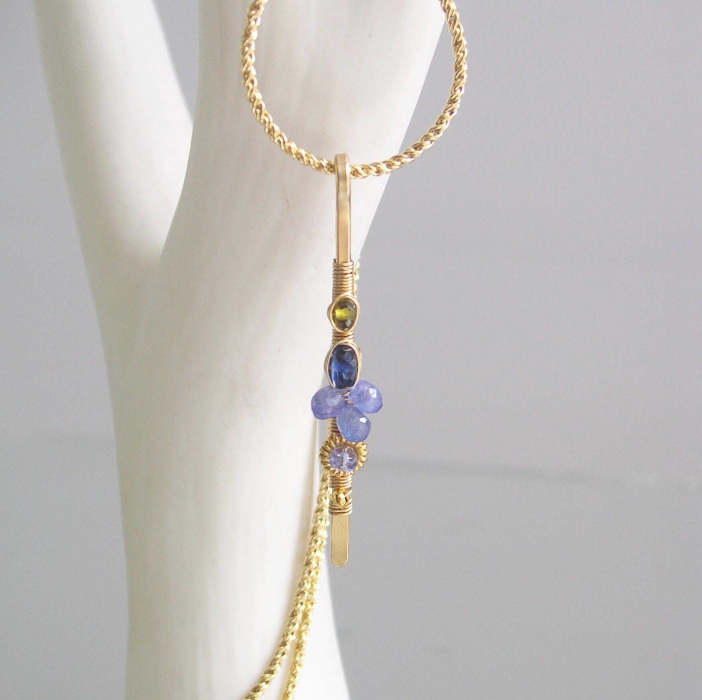 Linear Tanzanite Pendant 14k Gold Filled Necklace