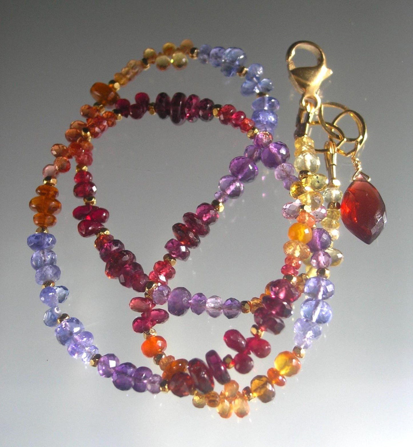 Twilight Gemstone Beaded Necklace Skinny Choker 15”-16”
