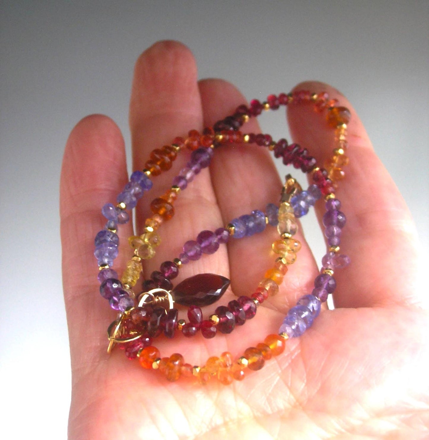 Twilight Gemstone Beaded Necklace Skinny Choker 15”-16”