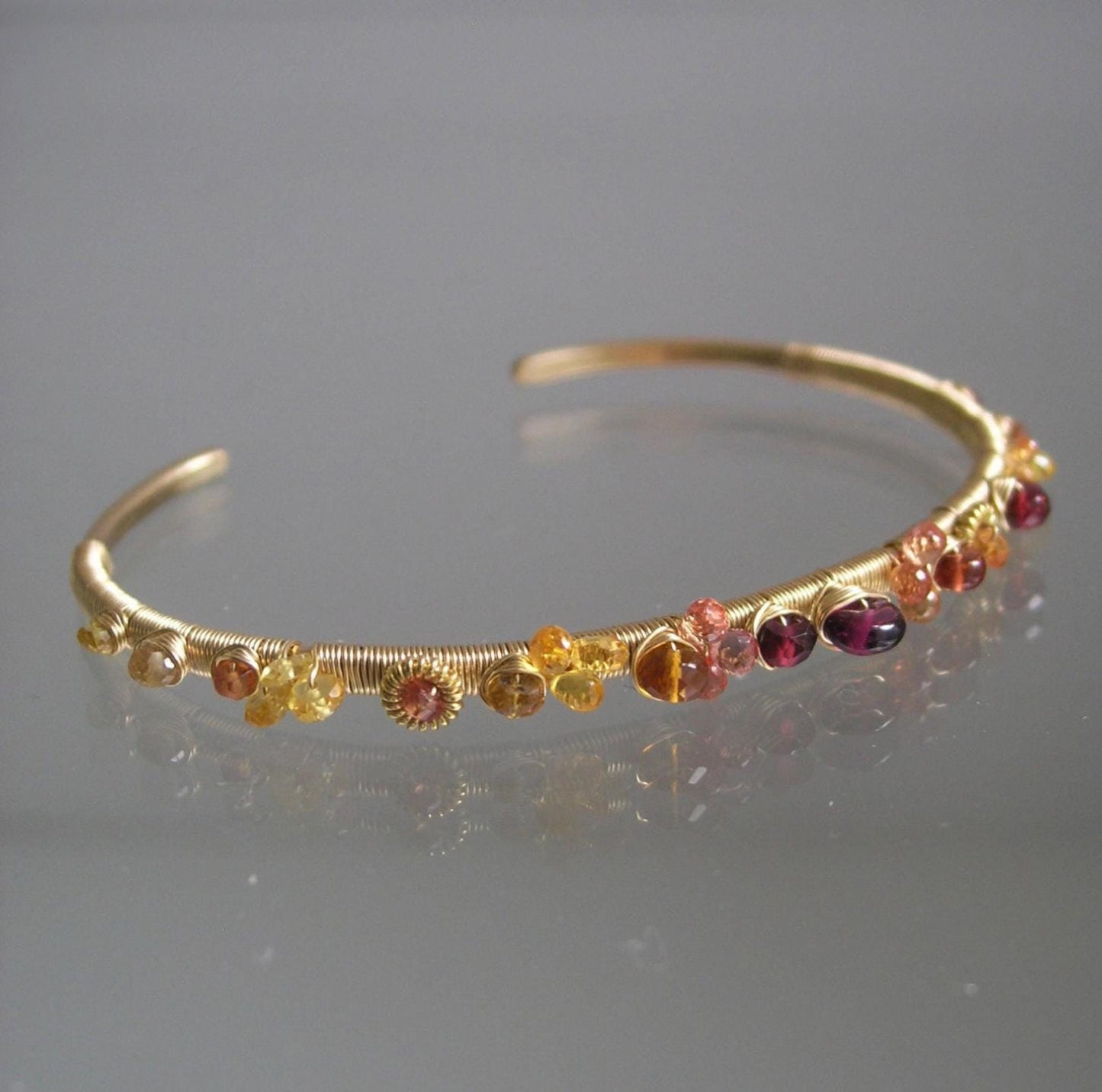 Sapphire Garnet 14k Gold Filled Cuff