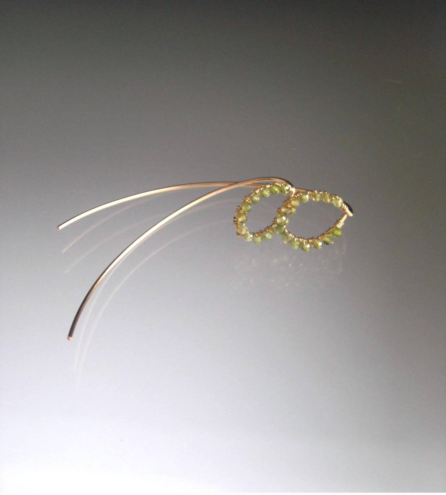 Tiny Tourmaline Gold Filled Threader Earrings