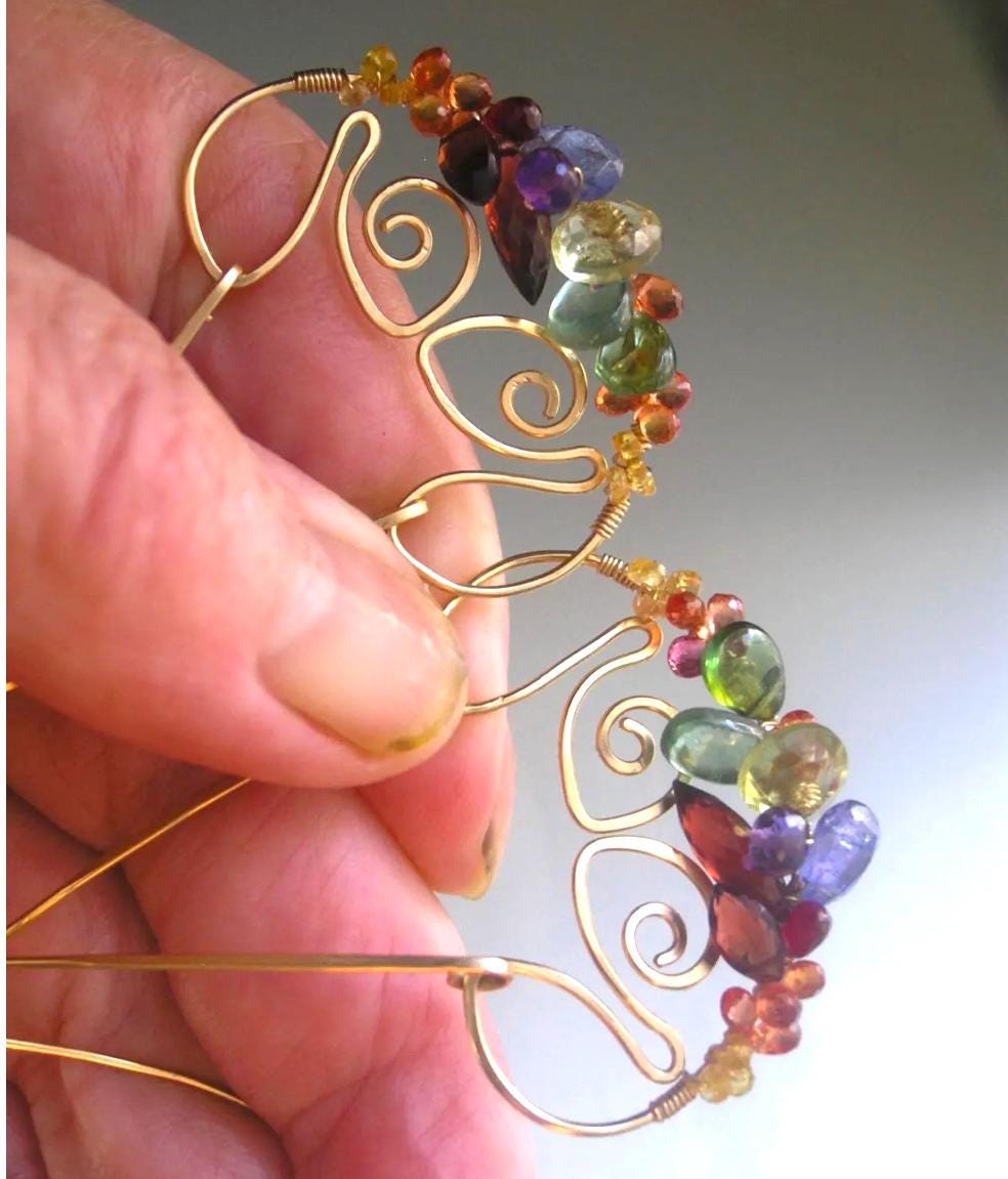 Multi Gemstone 14k Gold Filled Lotus Earrings