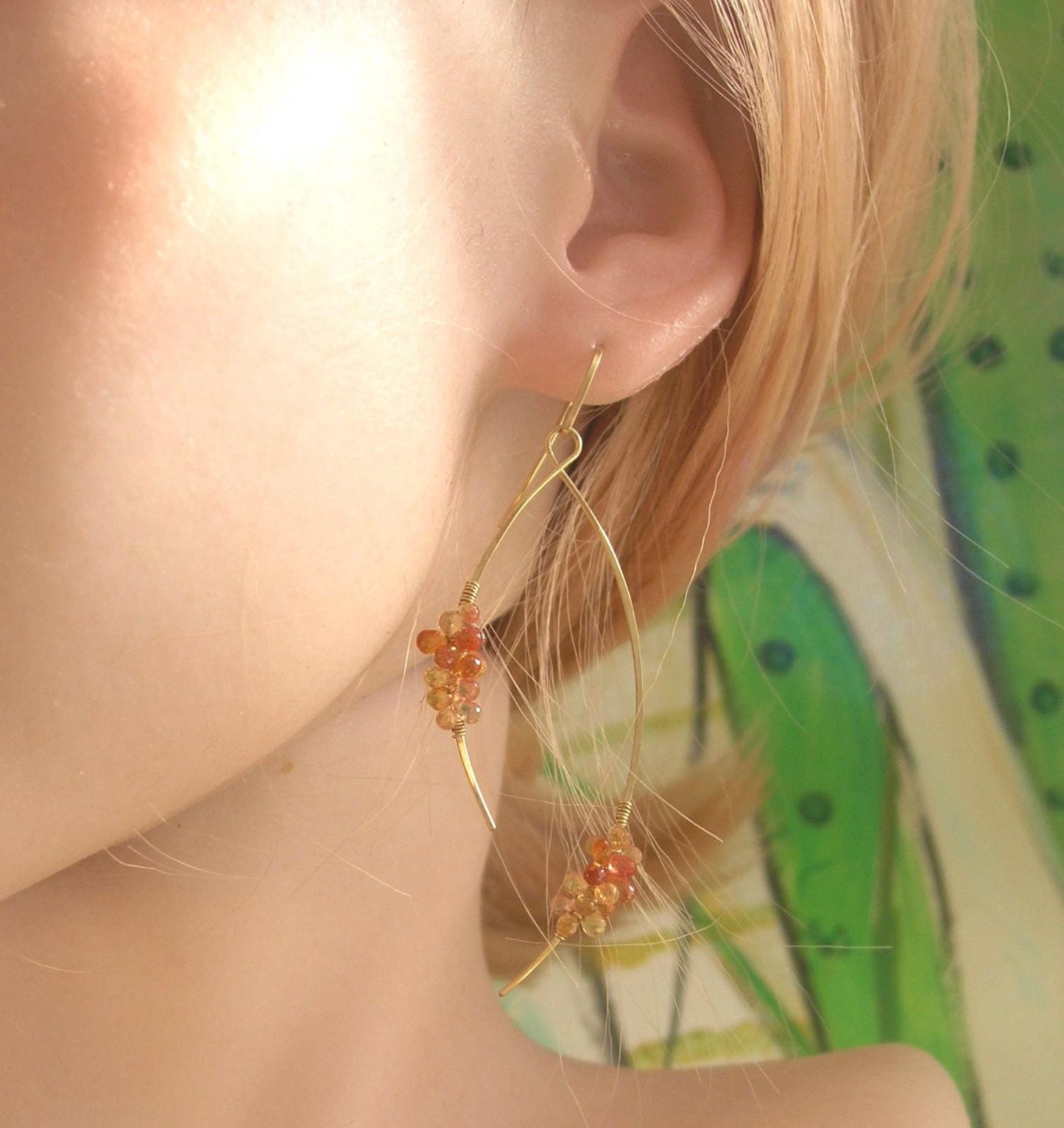 Sapphire 14k Gold Filled Wishbone Earrings