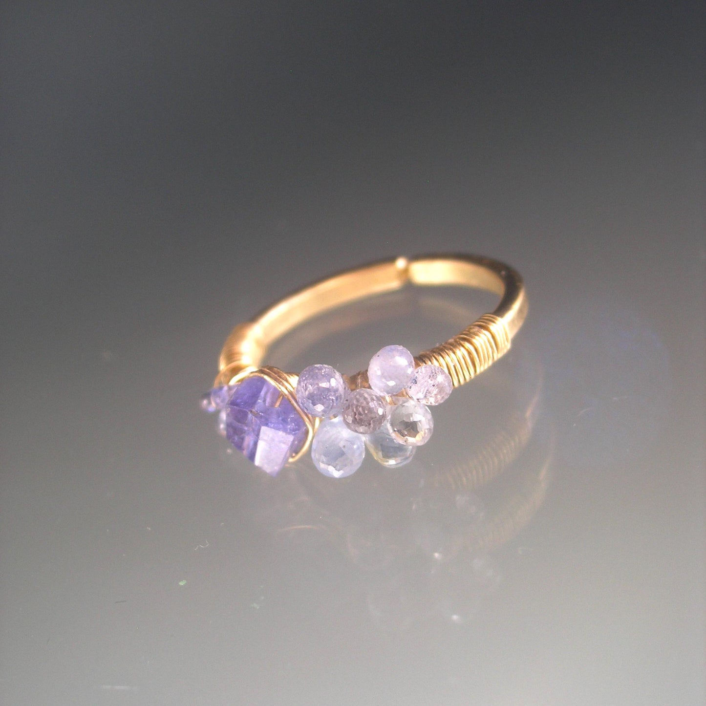 Blue Sapphire Tanzanite Ring in 14k Gold Filled Size 6.5
