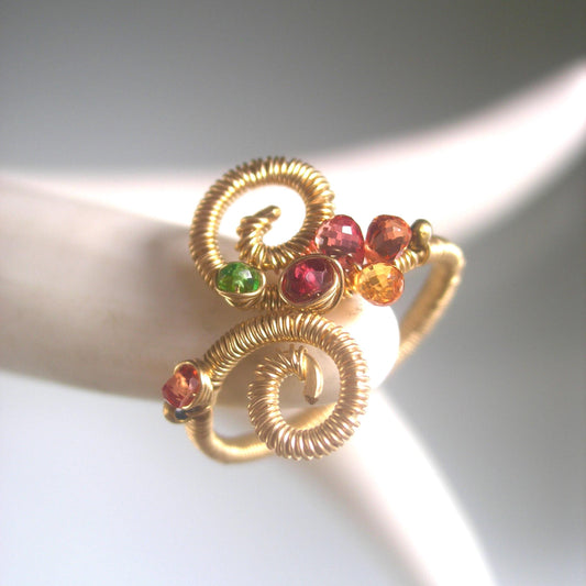 Spiral 14k Gold Filled Gemstone Ring Size 5