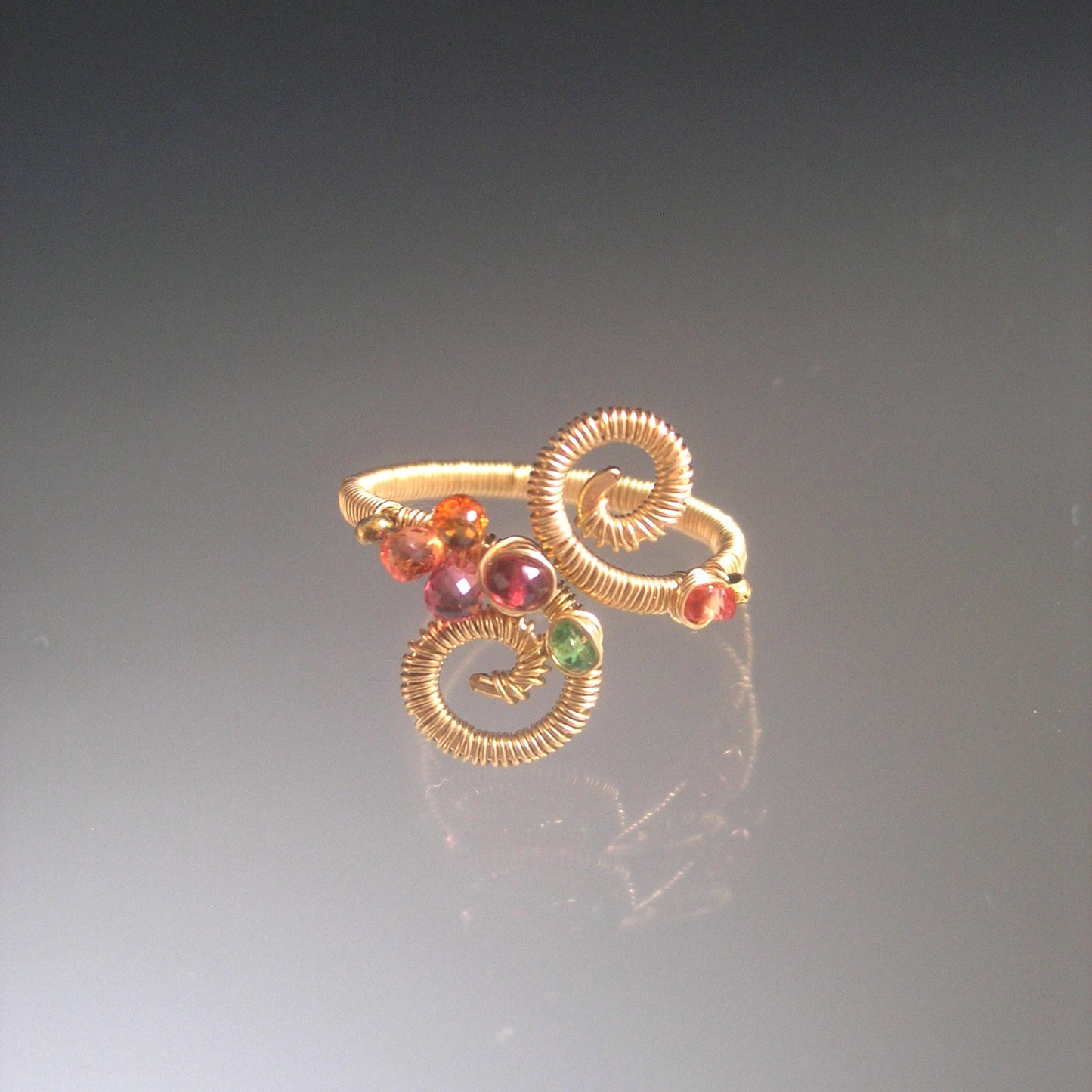 Spiral 14k Gold Filled Gemstone Ring Size 5