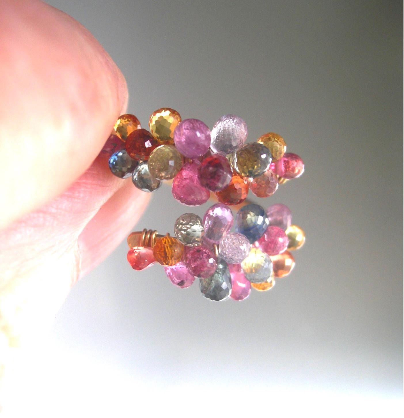 Pastel Sapphire Encrusted 14k Gold Filled Wraparound Ring Size 8
