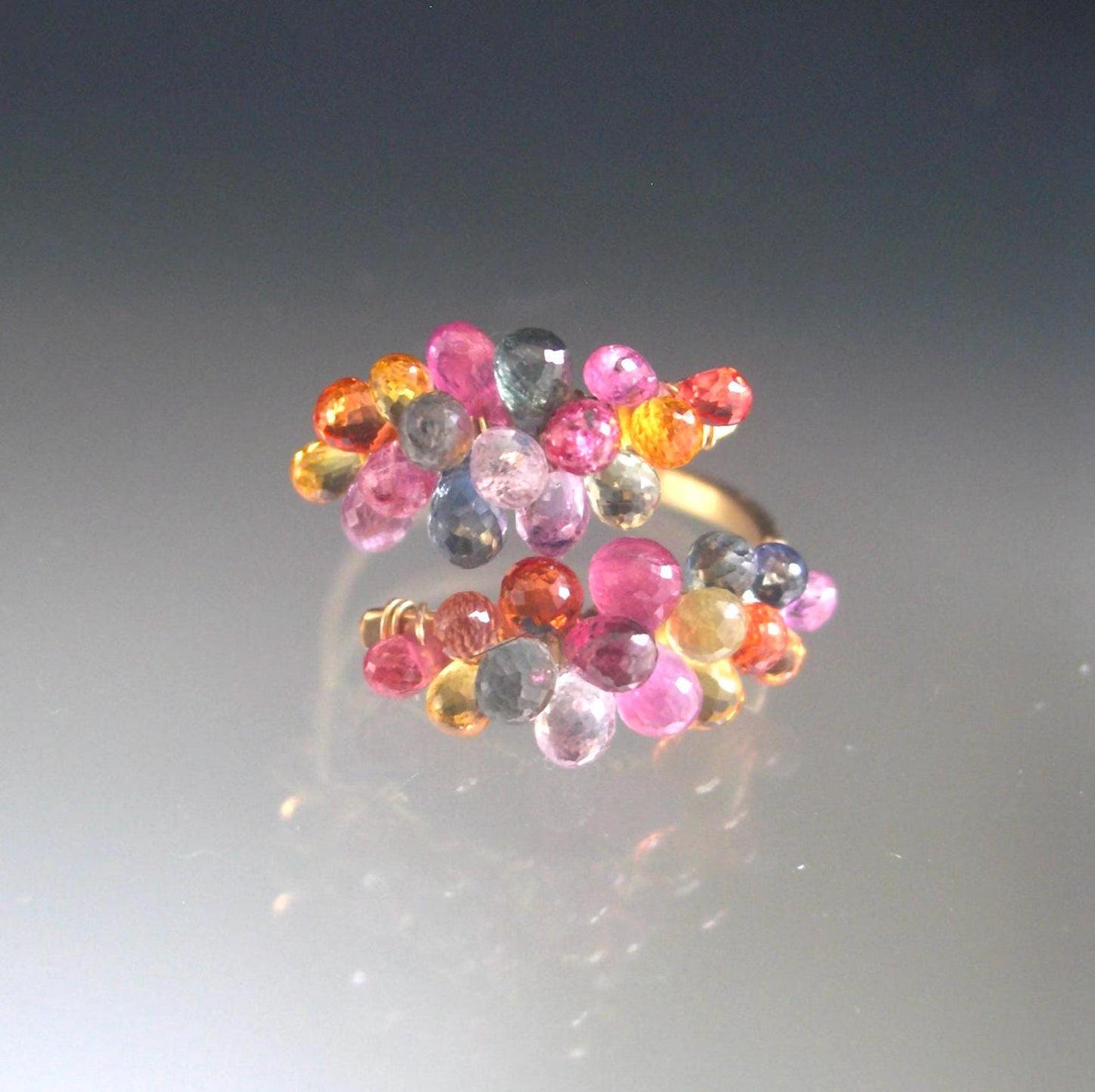 Pastel Sapphire Encrusted 14k Gold Filled Wraparound Ring Size 8