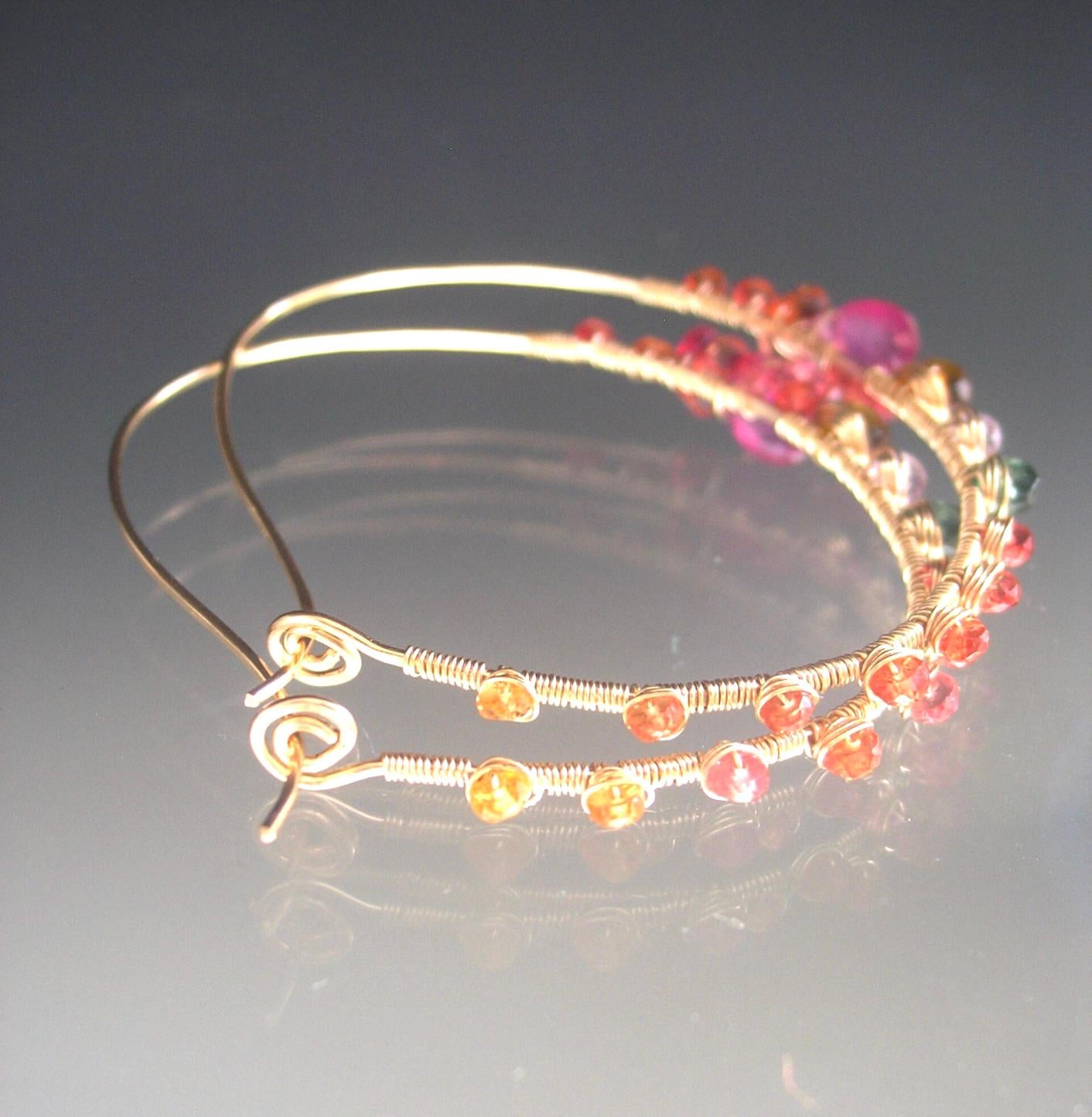 Fuchsia Sapphire 14k Gold Filled HoopEarrings