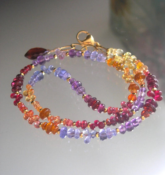 Twilight Gemstone Beaded Necklace Skinny Choker 15”-16”