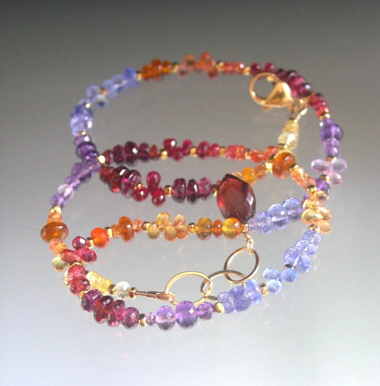 Twilight Gemstone Beaded Necklace Skinny Choker 15”-16”