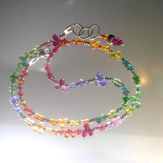 Rainbow Gemstone Sterling Silver Choker