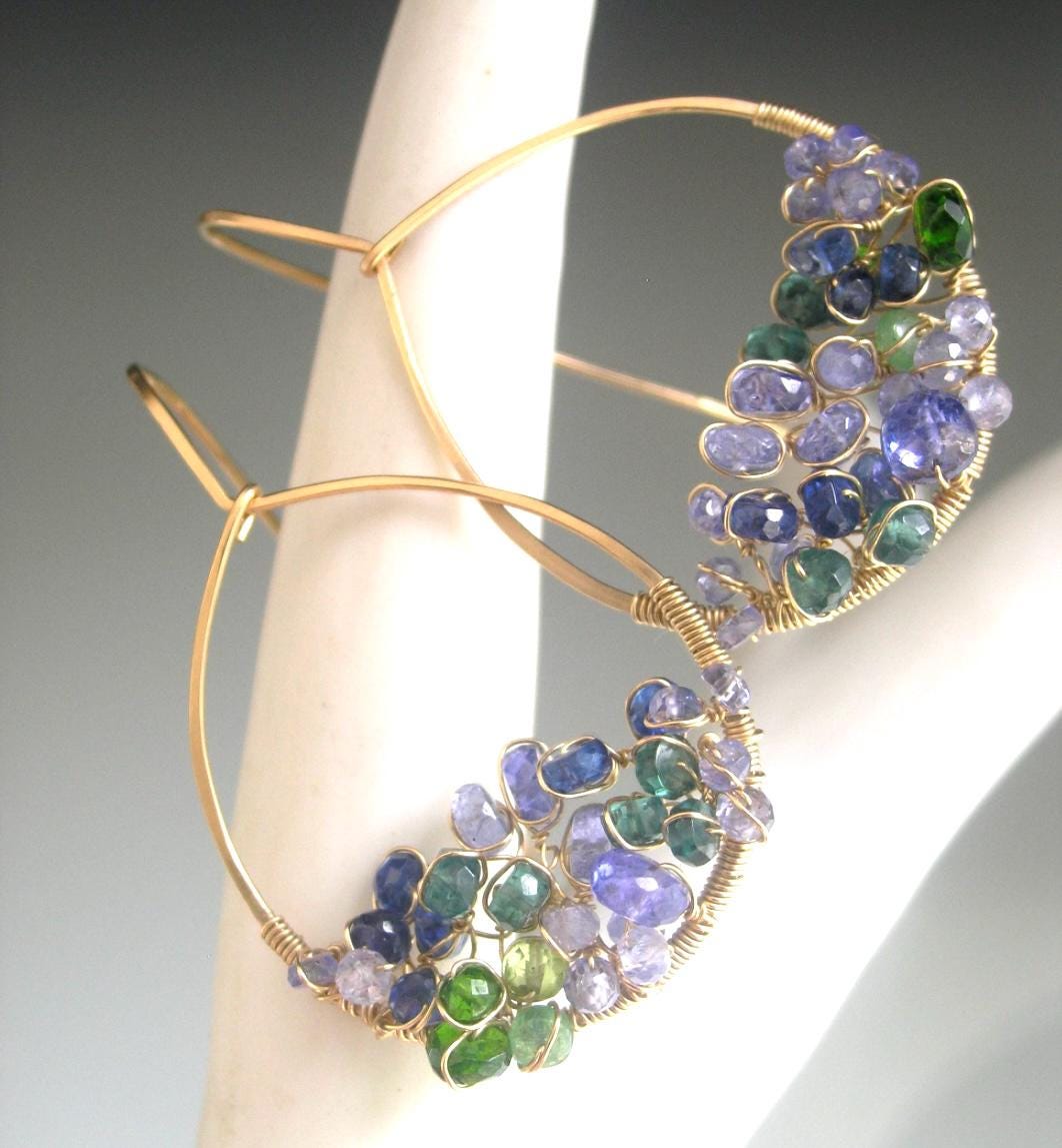 Kyanite Tanzanite 14k Gold Filled Teardrop Earrings