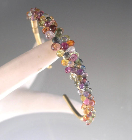 Multi Sapphire Encrusted Gold Filled Cuff