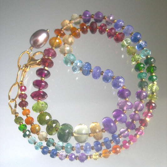 Rainbow Gemstone Vermeil Necklace