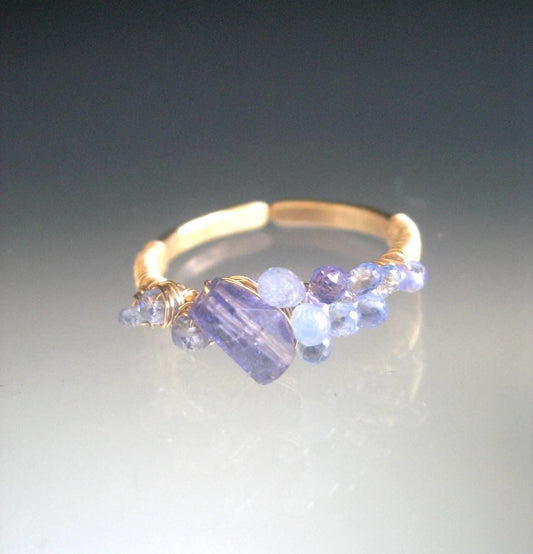 Tanzanite Sapphire Ring in 14k Gold Fill  Size 10