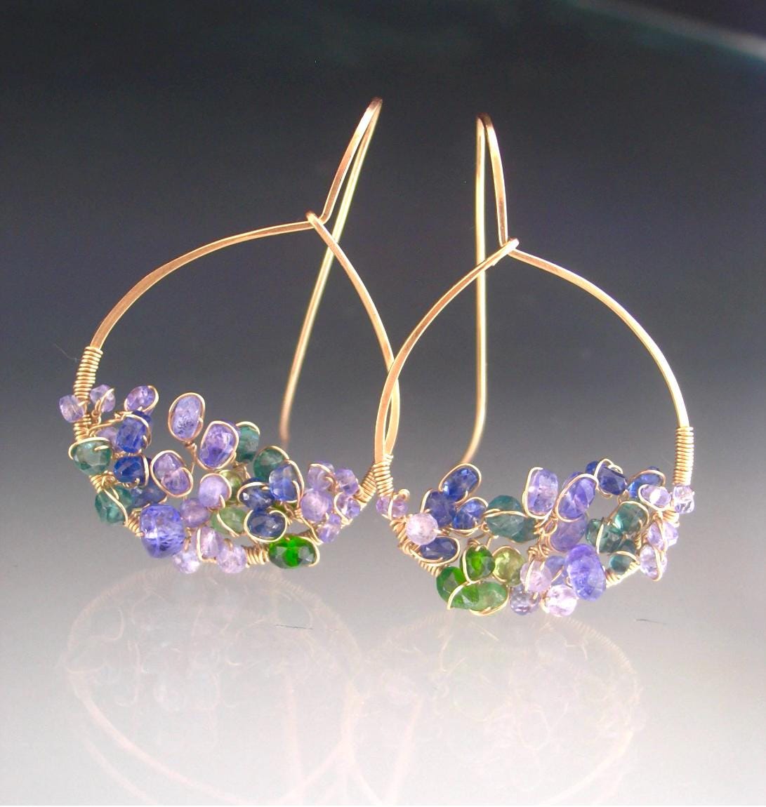 Kyanite Tanzanite 14k Gold Filled Teardrop Earrings
