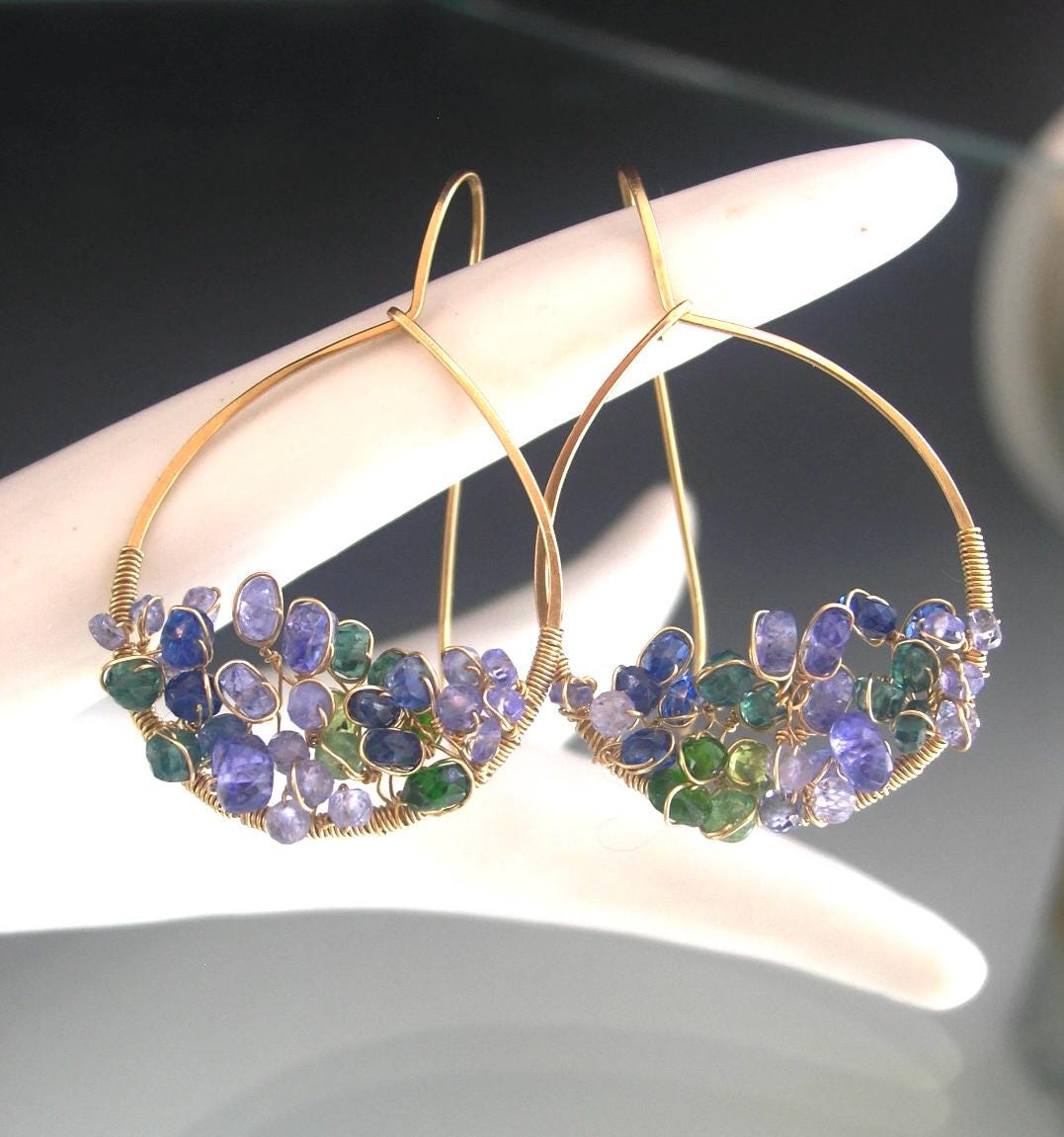 Kyanite Tanzanite 14k Gold Filled Teardrop Earrings