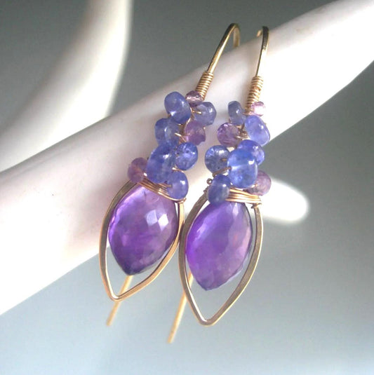 Amethyst Tanzanite 14k Gold Filled Earrings